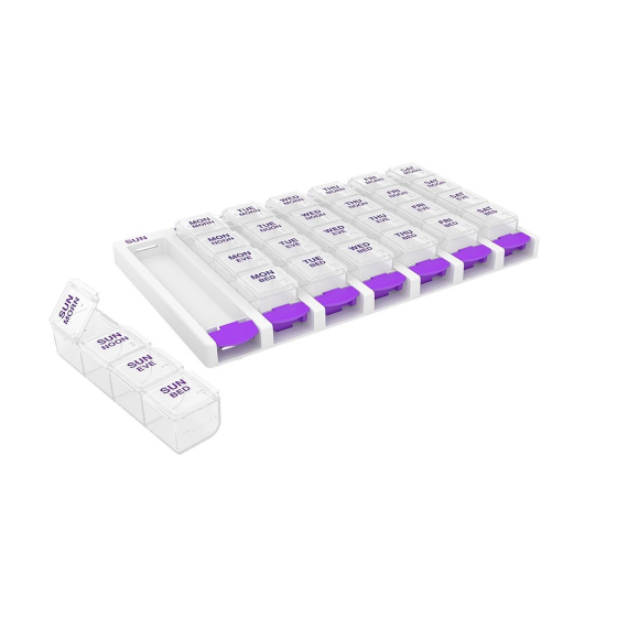 Weekly (7 Day) - 4 Times a Day - Push Button Pill Organizer