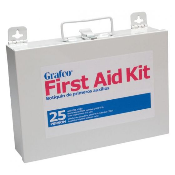 Grafco 25 Person First Aid Kit Metal Case- 170 Pieces