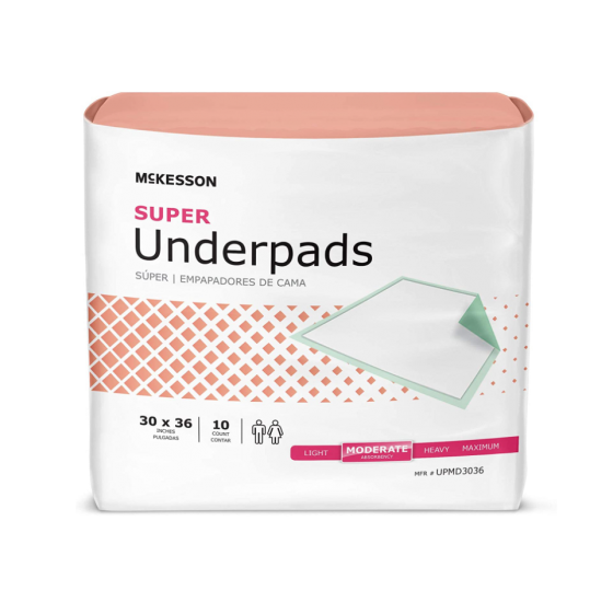 Moderate Absorbency, Super Underpads, Incontinence Bed Pads,  30 in x 36 in