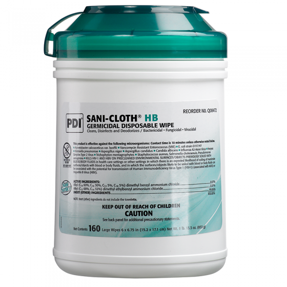 SANI-CLOTH HB GERMICIDAL WIPES, 160/TUB