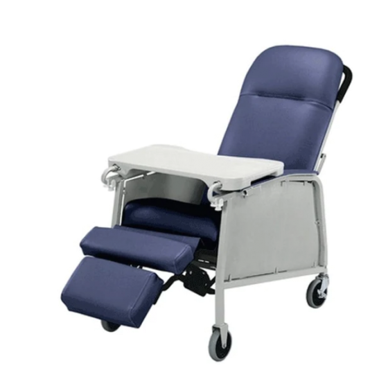 3-Position Recliner -  Geri Chair with Wheels - Imperial Blue