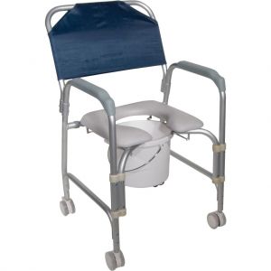 Aluminum Shower Commode Chair with Wheels