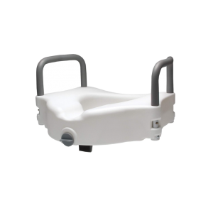 Lumex Raised Toilet Seat Riser with Removable Armrests, 4" High, Wide Contoured Seat
