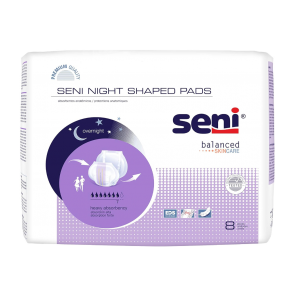 Incontinence Liner Seni - Shaped Night Pads 27" Length - Heavy Absorbency Super Absorbant Core - One Size Fits Most