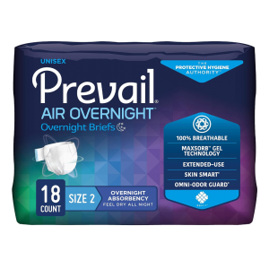 Size 2 - Unisex Adult Incontinence Brief - Prevail Air™ Overnight - Disposable Heavy Absorbency